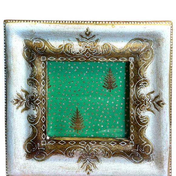 HOTEL COLLECTION Ornate Distressed Gold and Cream FRAME w/ Metallic Trees Print - Picture 1 of 11